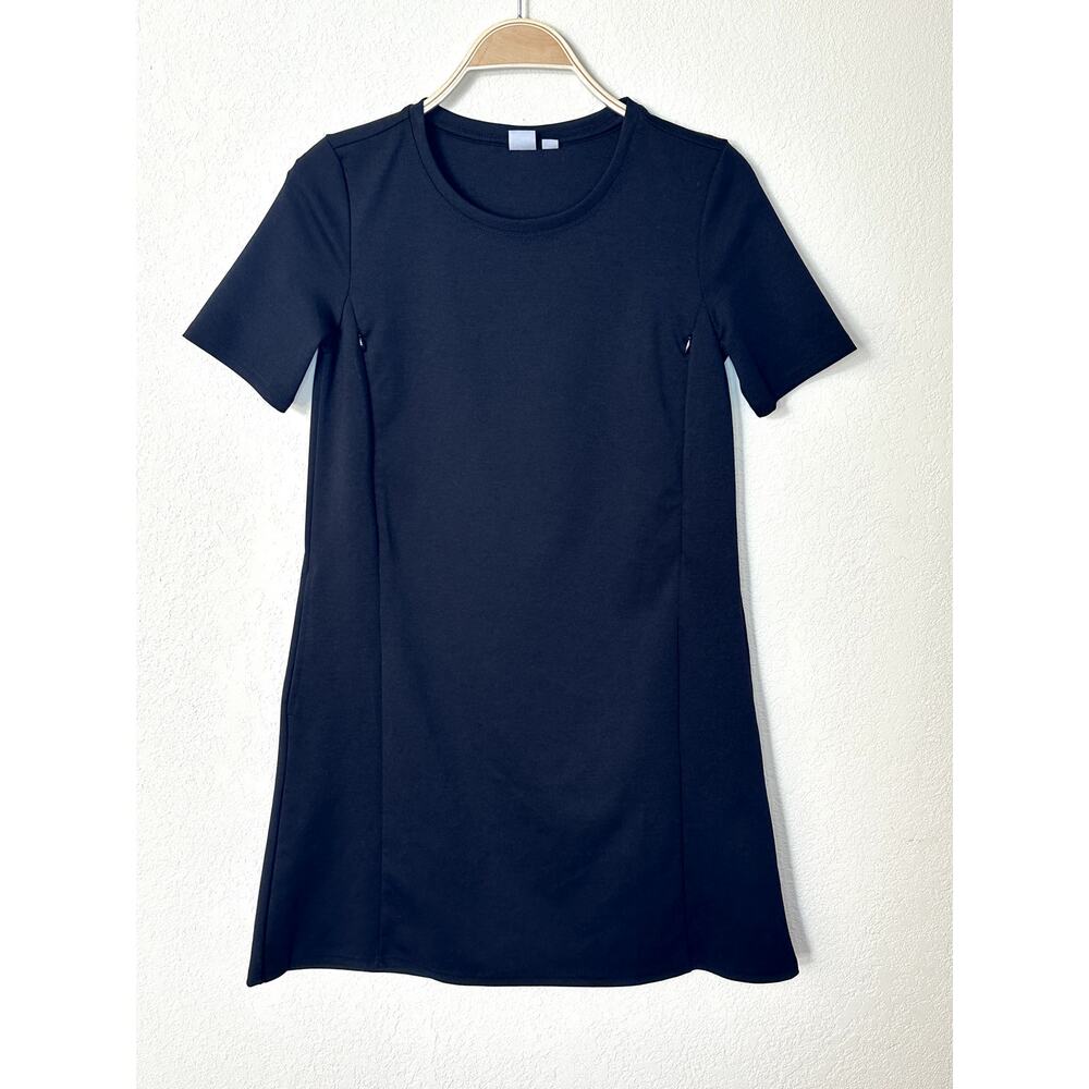 Gap Maternity Nursing Dress – XS Ponte Knit Side Zip – Black Stretch Work/Casual